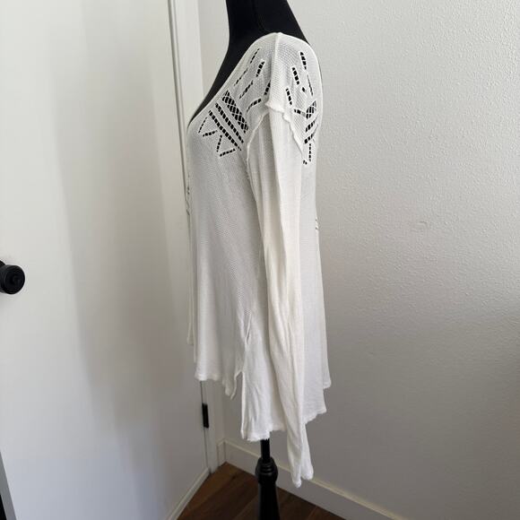 WE THE FREE People Moonrise Cutwork Thermal Shirt Top White Blouse Tunic - xs - Picture 6 of 8